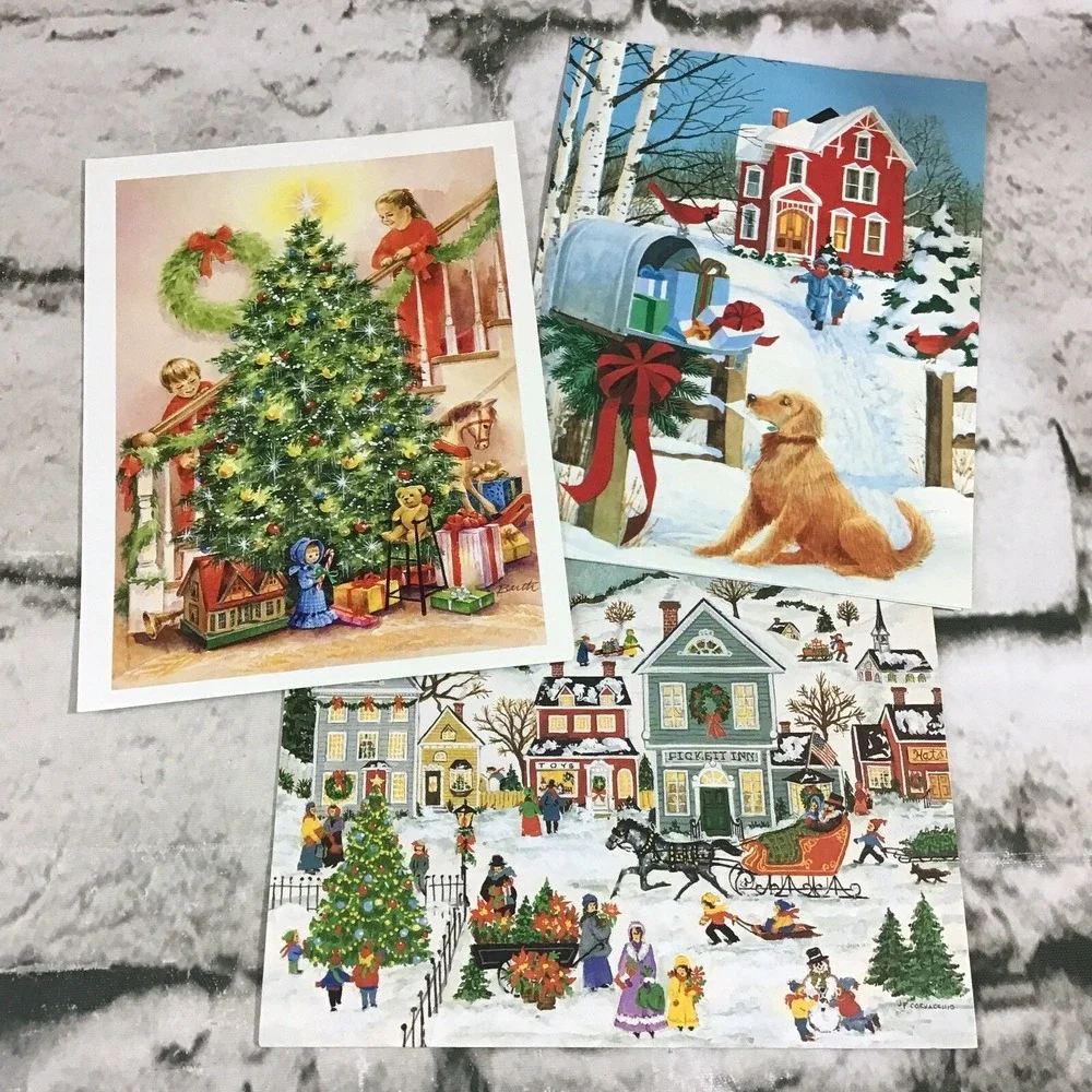 Christmas Cards Assorted Lot Of 10 All Different Seasons Greetings W/ Envelopes